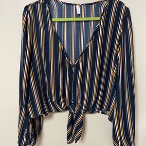 Xhilaration cropped Striped Blouse